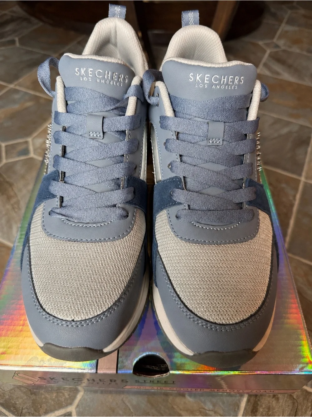 Skechers Blue and Silver Athletic Sneakers